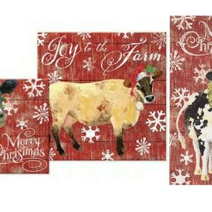 Joy to the Farm Christmas Dinner Beverage Guest Napkins  Farmhouse Cow Pattern